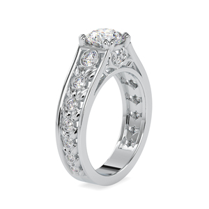 Banda gruesa de moda para mujer delicadamente hecha 14K oro amarillo 1.43CTW Ajuste de canal de diamante anillo de compromiso plateado - Product Image 6