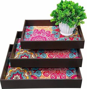 Elegant MDF Serving Platter Custom Printed Acacia <b>Wood</b> Tray <b>for</b> Bread Fruit Salad Christmas or Picnic Use BY HF <b>CRAFTS</b> - Product Image 2