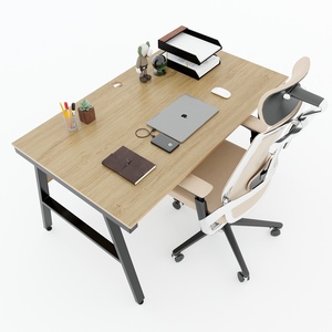 Bureau minimaliste Aconcept HBAC037 en contreplaqué 140x80cm avec revêtement mélaminé et pieds en fer - Product Image 3