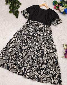 Designer Floral Printed Georgette Women's One-Piece Dress Fancy-Sleeved Silk Indian Style Salwar for Wedding Parties for Adults - Product Image 4