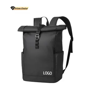 Fabricante OEM personalizado sostenible respetuoso con el medio ambiente reciclado Rpet Material Travel Roll Top Bag impermeable Laptop Rolltop Backpack