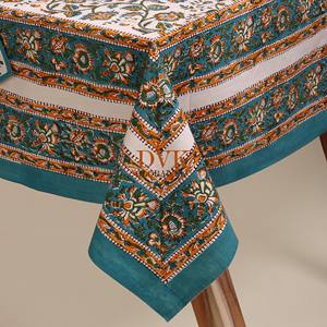 Wholesale Hand Block Print Multi Colour Floral <b>Table</b> Cover for Banquets Hotel Bohemian Style Embroidered Cotton <b>Table</b> <b>Cloth</b> - Product Image 5