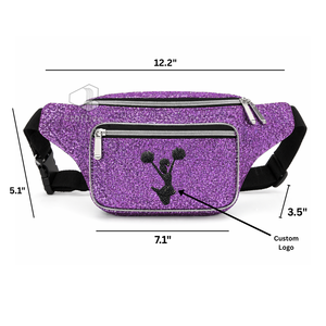 Glitter PU Customized Fanny Pack Cheer Embroidered Waist Bag Durable Sports Belt Bag with <b>Adjustable</b> <b>Strap</b> For Cheerleaders - Product Image 5