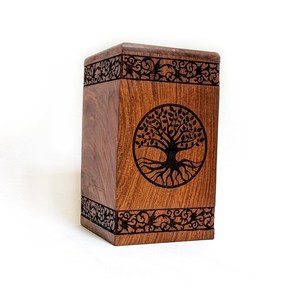 Handmade Rosewood Urnต้นไม้ของชีวิตเถ้ากล่องส่วนบุคคลCremation Vesselสําหรับมนุษย์Remainsความเห็นใจที่สมบูรณ์แบบหรือของขวัญที่ระลึก - Product Image 4