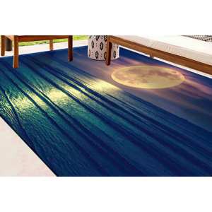 Alfombra Luna Sobre el Mar: Decoración de Paisaje Costero, Alfombra Impresa, Alfombra Suave con Pelo Largo - Product Image 3
