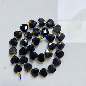 Perles en pierre précieuse Iolite facettées en forme de cœur en vrac pour la fabrication de bijoux DIY - Product Image 1