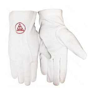 Offre Spéciale maçonnique Royal Arch Gants Rite Triple Rouge Symbolisme Logo Brodé Symbolisme Coton Classique Blanc Gants - Product Image 2