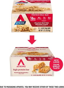 Barra de Granola con Mantequilla de Maní Atkins, Snack Alto en Proteínas y Fibra, 16g de Proteínas, 1g de Azúcar, 4g de Carbohidratos Netos, Snack Proteico, Paquete de 12 - Product Image 3