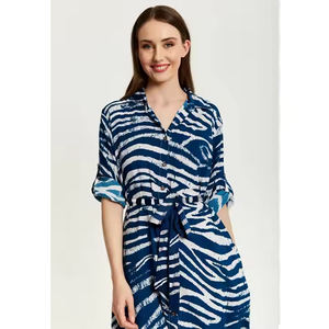 Fourniture d'usine meilleur prix personnalisé imprimé zèbre couleur marine robe à manches courtes nouvelle à la mode confortable Offre Spéciale les fêtes lavable - Product Image 4