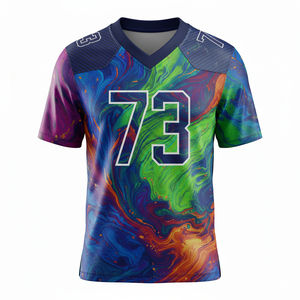 Maillots de football américain à manches courtes personnalisés, sublimés, 100% polyester, respirants, antibactériens, grande taille, logo avant, équipes - Product Image 3