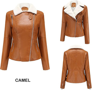 Chaqueta de piel de oveja de piel de zorro 2025, abrigo corto de cuero, abrigos de Mujer, chaqueta de cuero marrón, enemigo para mujer - Product Image 6