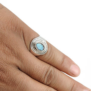 แหวนรูปไข่อัญมณีลาบราดอไรต์ธรรมชาติมาใหม่ออกแบบหรูหราทำ From925เครื่องประดับเงินแท้ทำมือสไตล์โบโฮ - Product Image 3