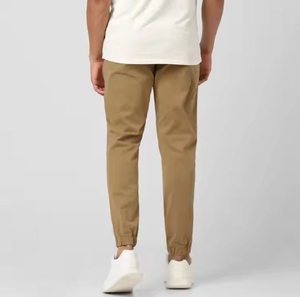 Pantalon en coton uni pour homme, taille élastique, décontracté, léger, respirant, coupe droite, beige, pour le printemps - Product Image 4