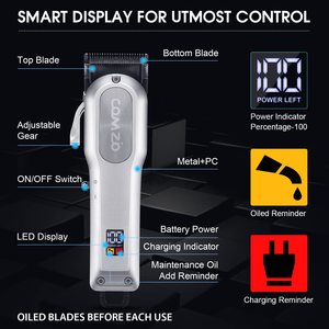 Kit de tondeuses à cheveux sans fil professionnelles pour hommes, tondeuse à barbe rechargeable avec écran LED, ensemble de toilettage à domicile avec grand écran LED - Product Image 6