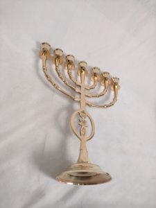 Premium Quality Christmas Menorah Judaica Israel Vintage <b>Brass</b> <b>Candlestick</b> <b>Holder</b> Nordic Design Handmade Gravure Printed 2-color - Product Image 3
