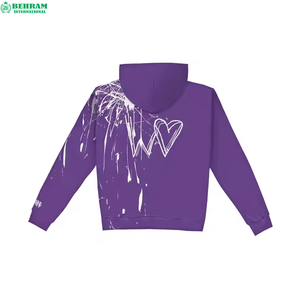 Ensemble de survêtement violet à capuche avec imprimé blanc, coupe classique, sweat-shirt décontracté et pantalon de jogging à taille élastique pour adultes - Product Image 5