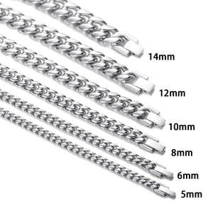 Collar de Acero Inoxidable Chapado en Oro de 18K y Plata, Cadena Cubana para Hombre, Varios Tamaños - Product Image 4