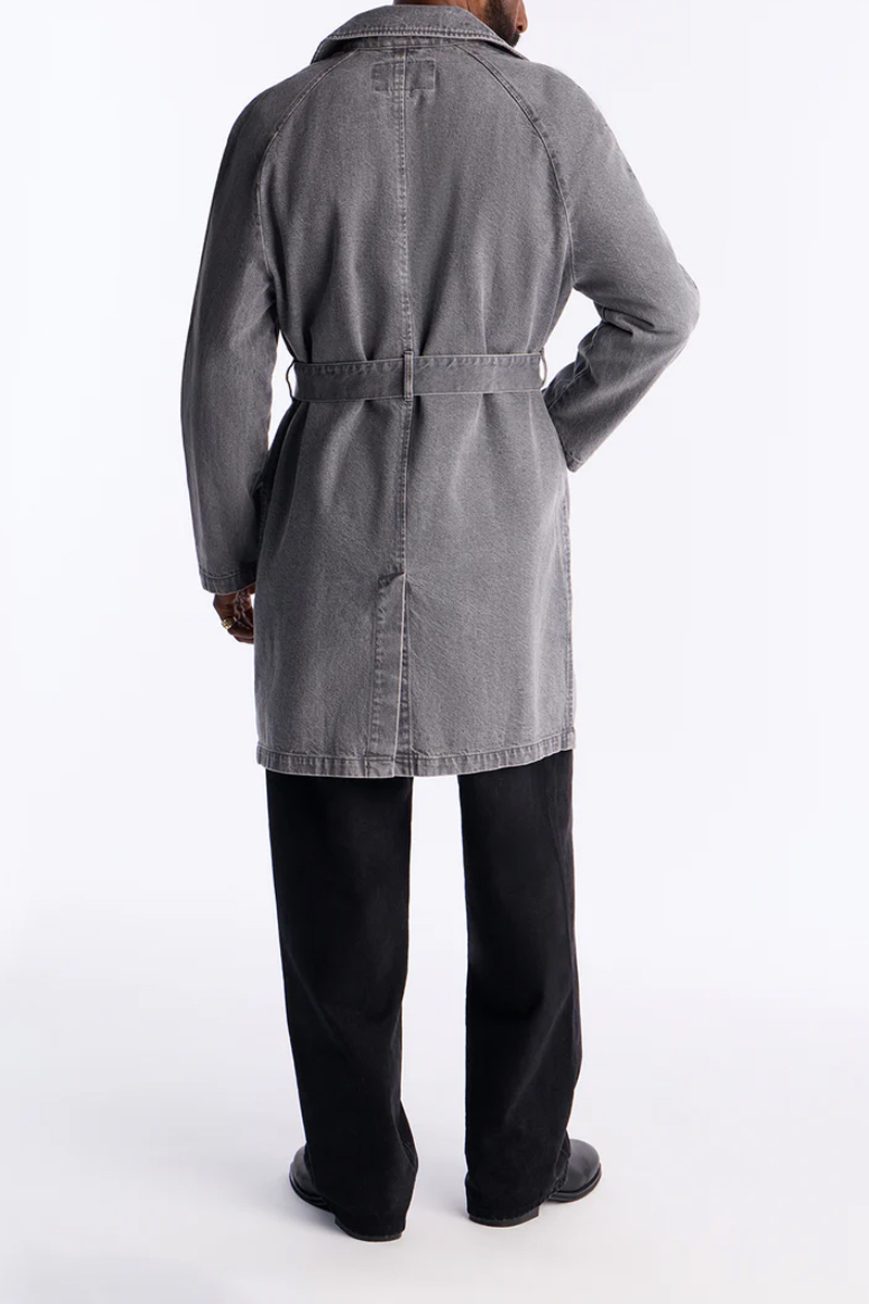 Men's Luxury Vintage Acid Wash Bamboo Fiber Overcoat Denim Jacket