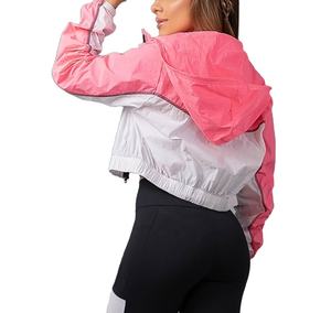 Chaqueta cortavientos impermeable con capucha transpirable para mujer, precio al por mayor, chaqueta ligera personalizada para exteriores con forro de nailon - Product Image 2
