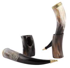 Vaso Vikingo de Cuerno de Búfalo de la Mejor Calidad, Color Natural del Cuerno con Soporte Metálico, Hecho a Mano y Pulido, Precio Económico - Product Image 3