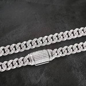 Sarva Jewels 925 Serling collar de joyería fina de plata Iced Out Hip Hop VVS Moissanite Diamond Miami cadena de eslabones cubanos para Unisex - Product Image 2