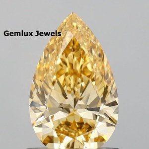 Diamante de laboratorio de 8 quilates con certificación IGI, corte pera, color amarillo intenso, claridad VS, diamante suelto para joyería. - Product Image 1