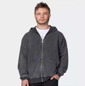 High Quality 100% Cotton Acid Wash Zip up <b>Hoodies</b> <b>Thermal</b> Stylish Full Zip Fully Customized US Vintage Wash Zipper <b>Hoodies</b> <b>Men</b> - Product Image 1