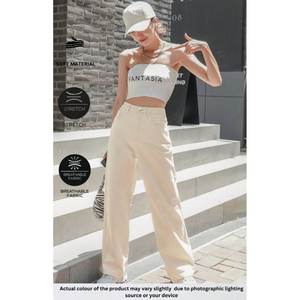 Jean en denim crème vintage ample et stylé pour femme – Tendance, décontracté, streetwear, coupe ample, écologique, taille 26-40 - Product Image 4