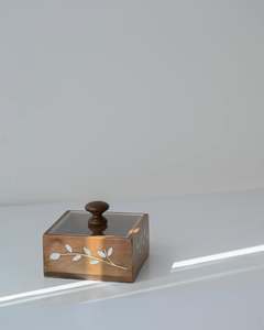 Artisan Acrylic Lacquer Candy <b>Storage</b> Box with Polished Wooden Mother of Pearl Lid for Eid Gift Hampers & Ramadan Decor <b>Food</b> - Product Image 1