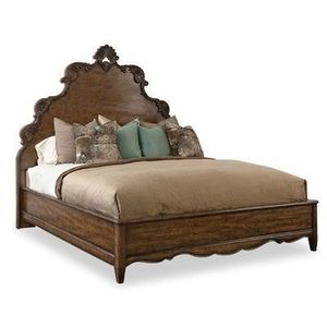 Cadre de lit en bois d'acajou sculpté à la main de style baroque européen avec détails ornés et construction solide - Product Image 1