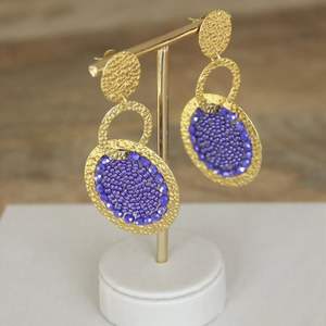 Boucles d'oreilles créoles faites à la main de qualité supérieure pour femmes et filles boucles d'oreilles en perles de verre tendance avec pierre de diamant - Product Image 1