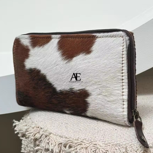 Portefeuille en cuir de vachette occidental pour femmes en cuir véritable Zip Continental sac à main élégant imprimé vache naturelle pochette porte-cartes cadeaux pour elle - Product Image 1