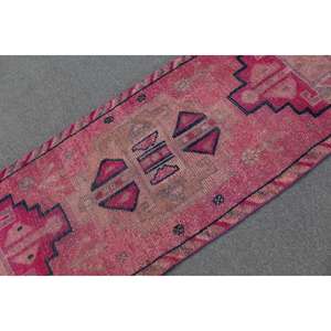 2.8x10.4 ft Vintage Turkish Rug, <b>Runner</b> Rug, Herki <b>Red</b> Wool Rug - Product Image 5