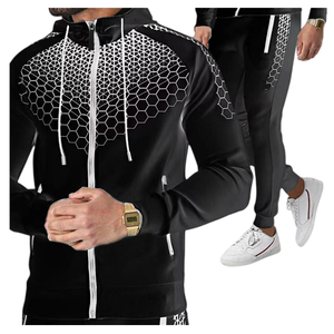 Hommes de haute qualité 3D Sportswear costume nouveau à manches longues fermeture éclair à capuche Jogging pantalon à la mode printemps automne survêtement 2 pièces - Product Image 1