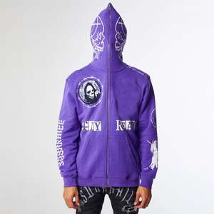 Sweat-shirt à capuche à manches longues pour homme, avec fermeture éclair complète, imprimé, à la mode, Street Hip Hop - Product Image 3