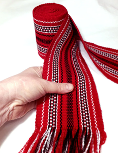 Ceinture tissée ukrainienne extra large, écharpe rouge de cosaque, ceinture ethnique faite à la main pour cadeau unisexe - Product Image 4