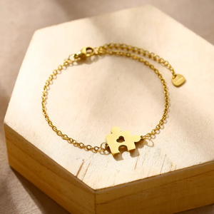 Pulsera de mujer de acero inoxidable pulido suave a la moda pieza de rompecabezas geométrico inspirado estilo Ins accesorio de mano para - Product Image 2