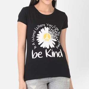 Vente en gros 100% coton t-shirt pour femmes manches courtes personnalisé plaine filles vêtements Style décontracté lavable conception durable vente en gros - Product Image 1