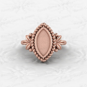 Sólido 925 Plata 6x12mm Marquesa con bisel de hoja taza semimontaje resina y cenizas trabajo Joyería hallazgos componentes Piedra en blanco - Product Image 5