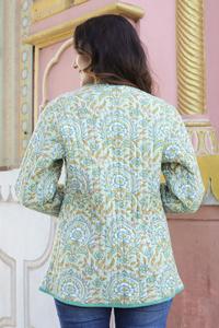 Chaqueta Acolchada Reversible con Estampado Floral Tejido a Mano - Otoño/Invierno 100% Algodón - Product Image 5