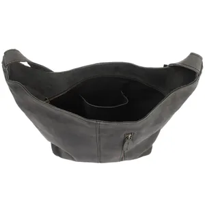 Latest Designed Women's Grey Genuine <b>Leather</b> Sling Shoulder <b>Bag</b> Lock Button Inner Compartment Adjustable Strap Smartphone Pocket - Product Image 5