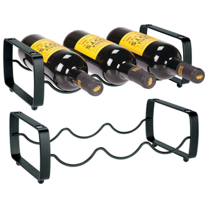 Lot de 2 supports à vin vintage en fer forgé, finition noire, organisateur de table, accessoires de bar à domicile, porte-boissons - Product Image 1