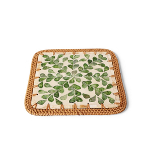 Sets de table en nacre avec rotin pour décoration de table de mariage, sets de table élégants en coquillage pour événements de luxe, vente en gros - Product Image 2