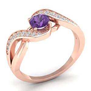 Bague REYES en argent sterling 925 avec moissanite certifiée GRA et améthyste, pour femmes, cadeau d'anniversaire de luxe - Product Image 2