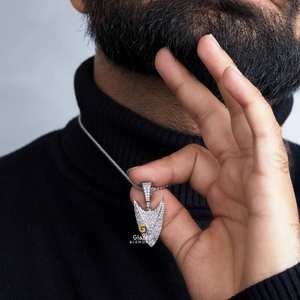 Nouveau pendentif fer de lance en or blanc 10kt Hip Hop avec diamants ronds en moissanite taille brillante pendentifs et breloques unisexes - Product Image 3