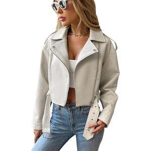 Veste de moto en cuir de mouton véritable pour femme, style classique, coupe confortable - Product Image 1