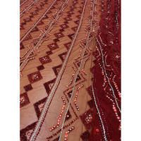 Tissu de luxe Ruby, broderie géométrique à sequins, dentelle en organza métallique, maille légère, 90 GSM, techniques de tissage, articles en stock