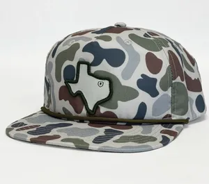 Custom Texas Snapback Cap Embroidery Logo Camo Baseball Hats with Rope Promotional Camouflage Design Vietnam Factory