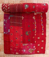 Couvre-lit Kantha en coton brodé avec patchwork indien