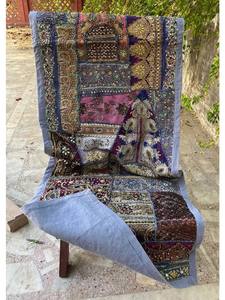 Chemin de table indien brodé à la main Tenture murale en patchwork de coton - Product Image 2